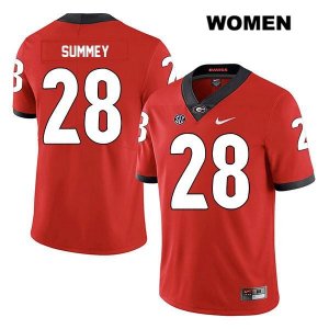 Women's Georgia Bulldogs NCAA #28 Anthony Summey Nike Stitched Red Legend Authentic College Football Jersey GUR2354EJ